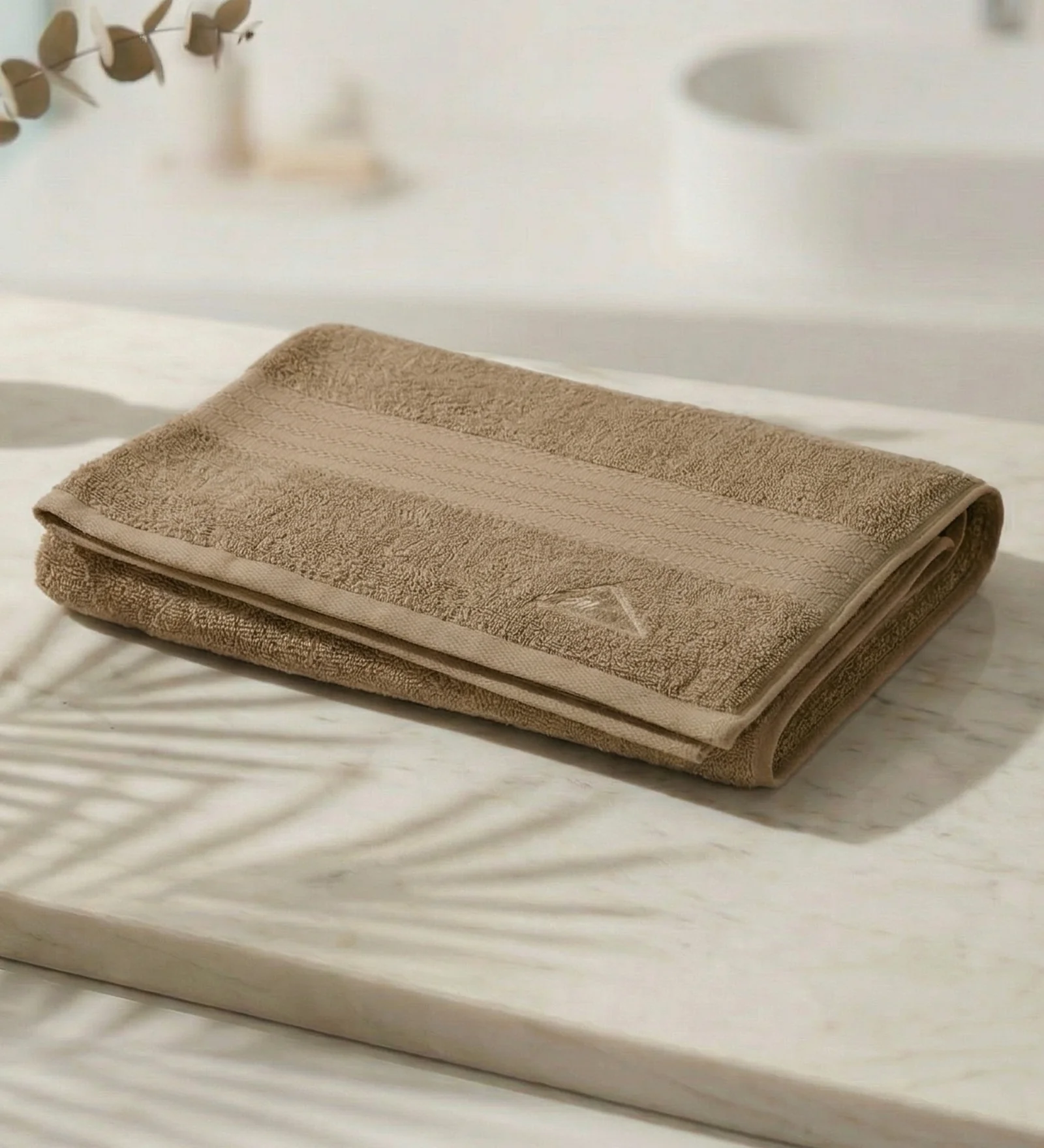 Beige Pure Cotton Solid 380 GSM Bath Towel 1 Piece (Jazz Collection) - Image 2