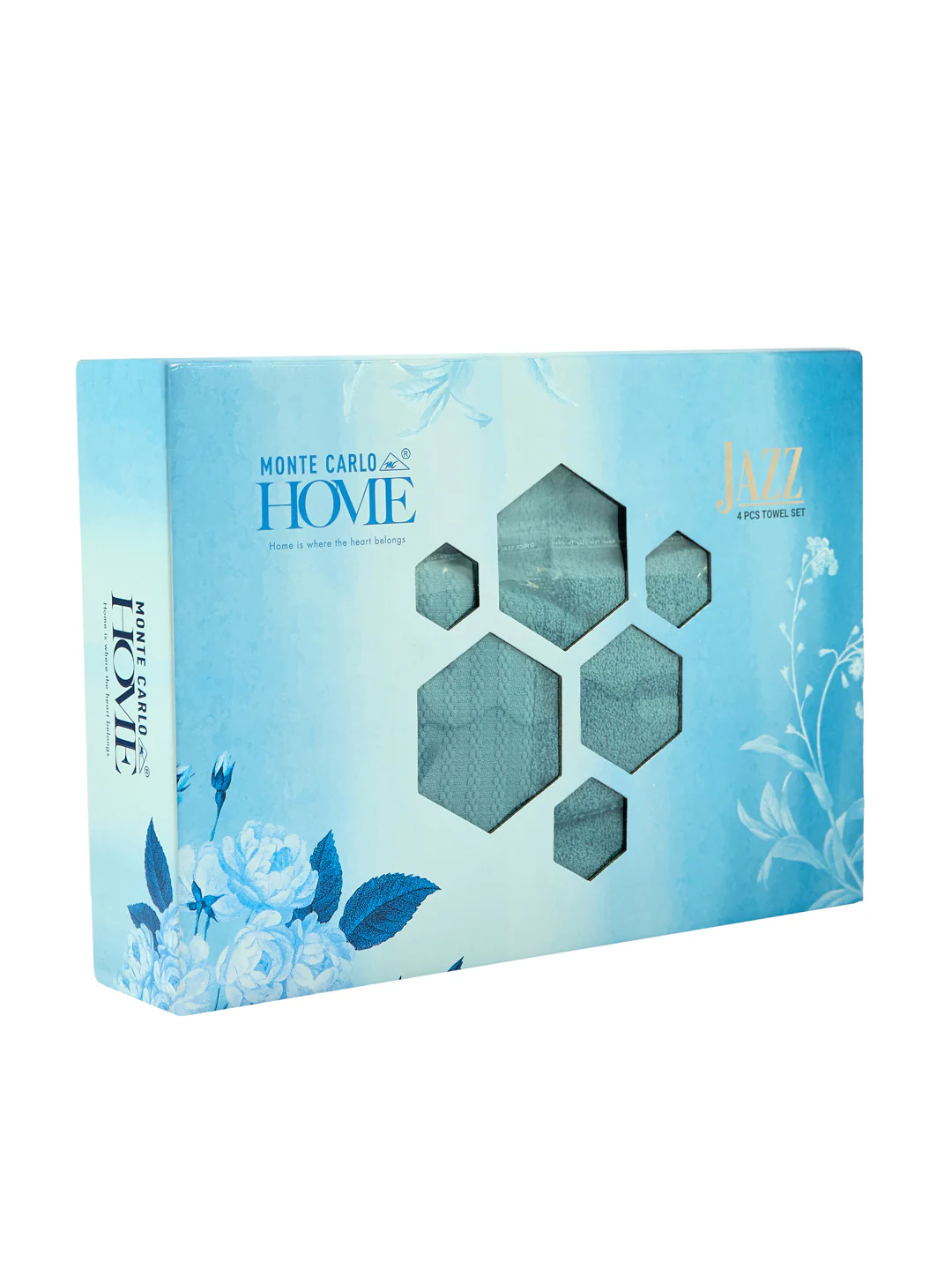 Blue 100% Cotton Solid 380 GSM Bath Towel Jazz 4 Pc Set Gifting Box Pack - Image 12
