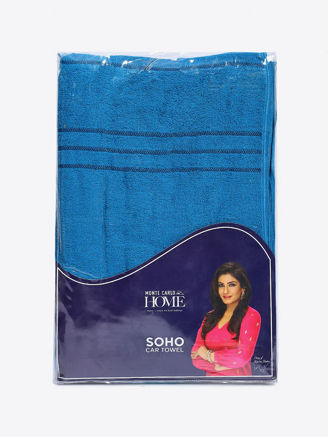 Blue Cotton Solid 350 GSM Car Towel (Soho) - Image 5