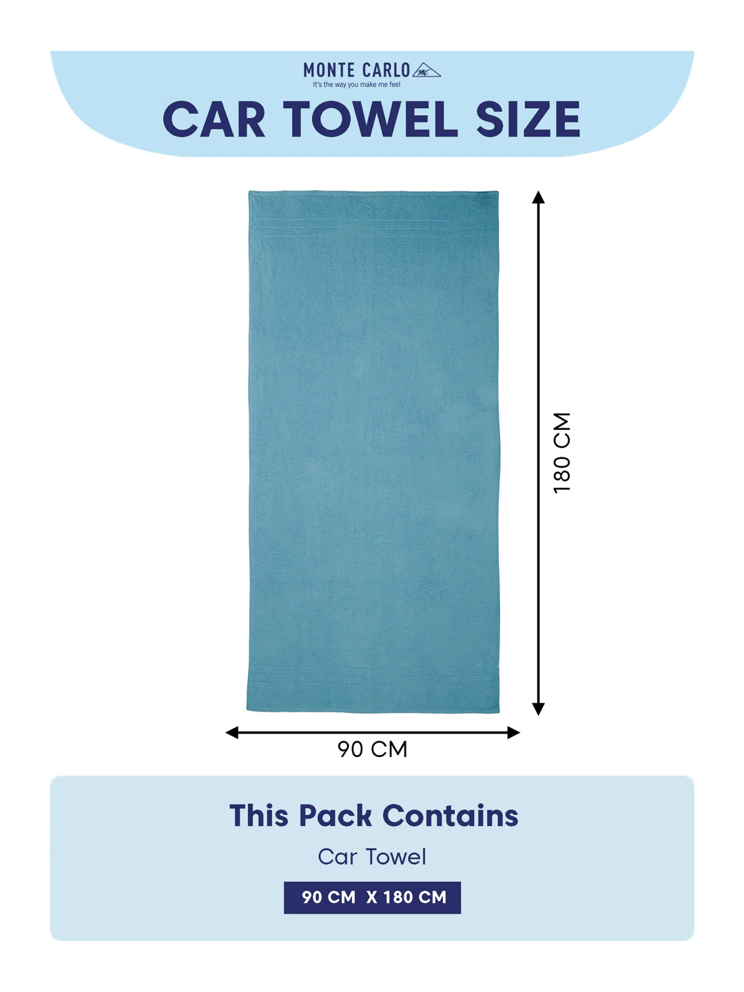 Blue Pure Cotton Solid 340 GSM Car Towel 1 Piece (Soho Collection) - Image 7