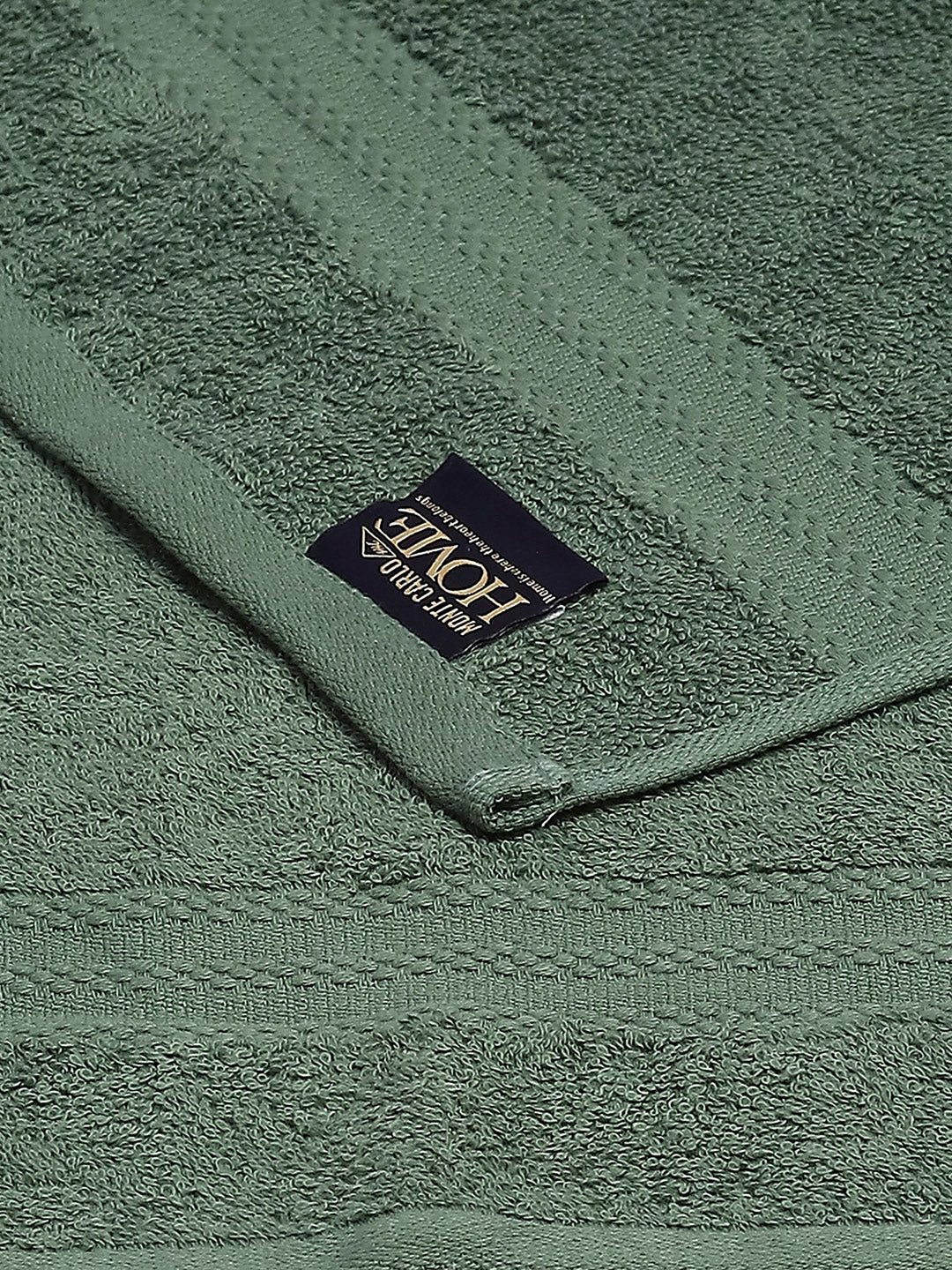Bottle Green Cotton Solid 380 GSM 2 Bath Towel & 2 Hand Towel - Image 3