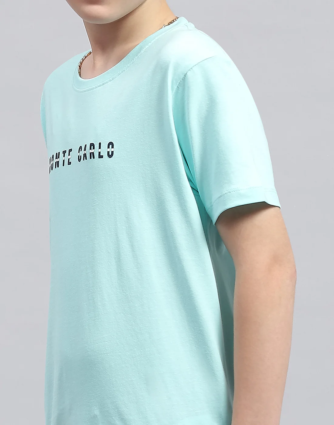 Boys Aqua Blue Printed Round Neck Half Sleeve T-Shirt - Image 6