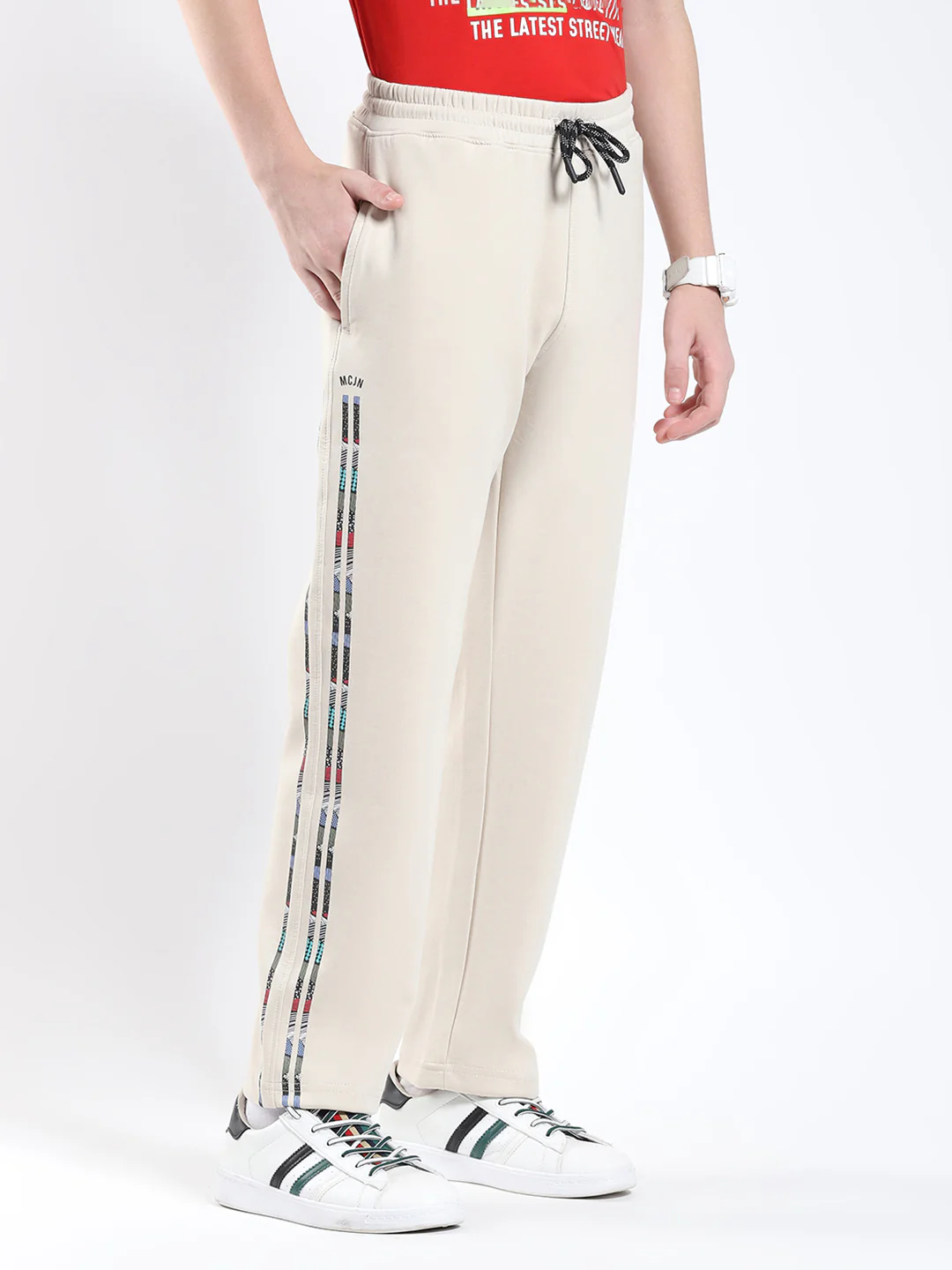 Boys Beige Printed Regular Fit Lower - Image 4