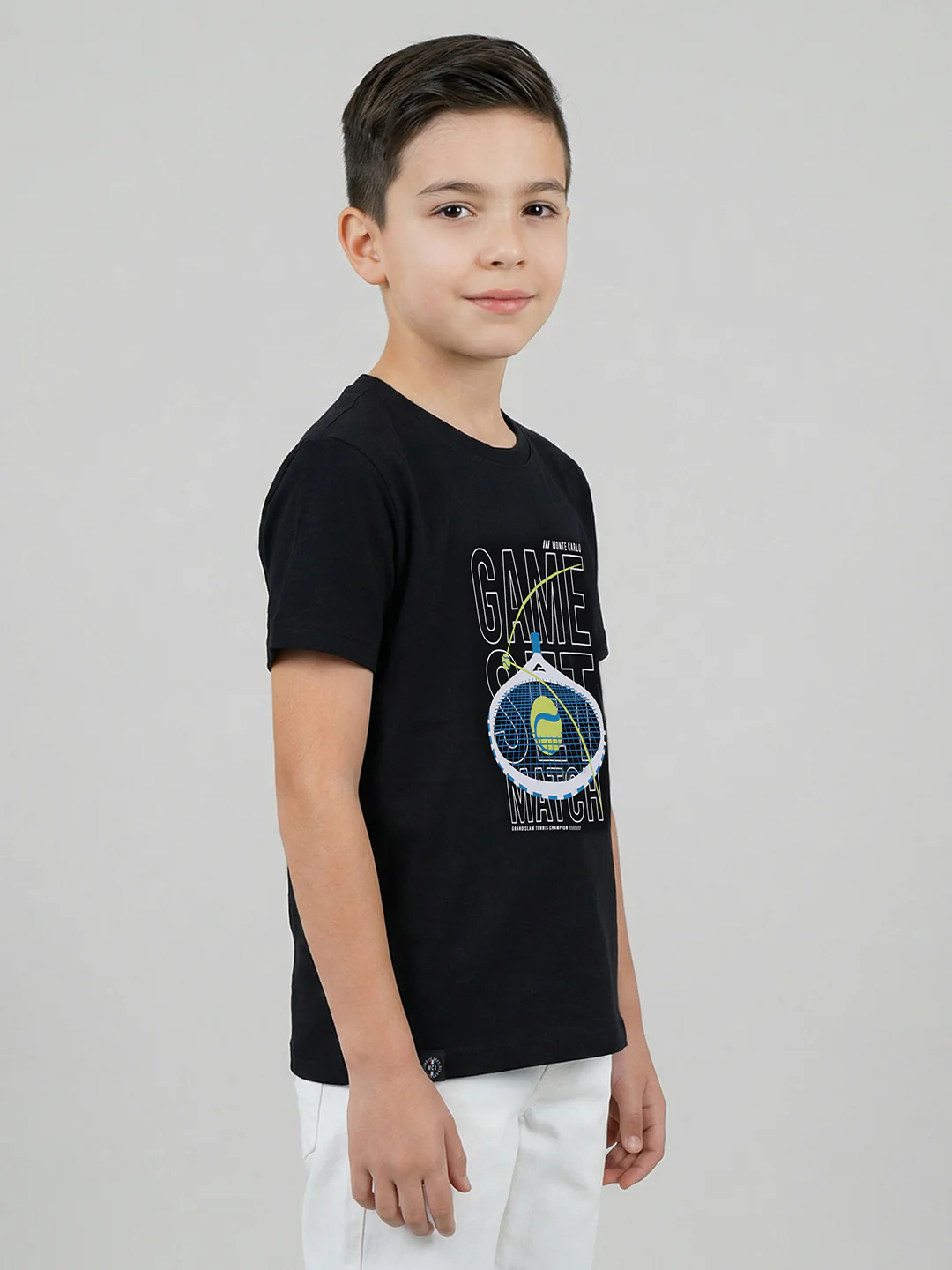 Boys Black, Cream & Orange Printed Round Neck Half Sleeve T-Shirt (Pack of 3) - Image 2