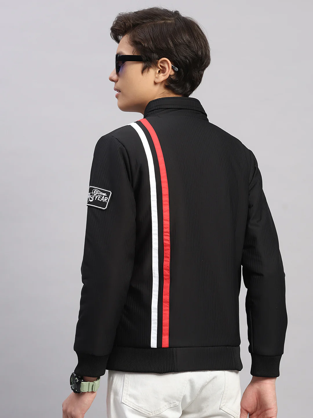 Boys Black Embroidered Collar Full Sleeve Jacket - Image 5