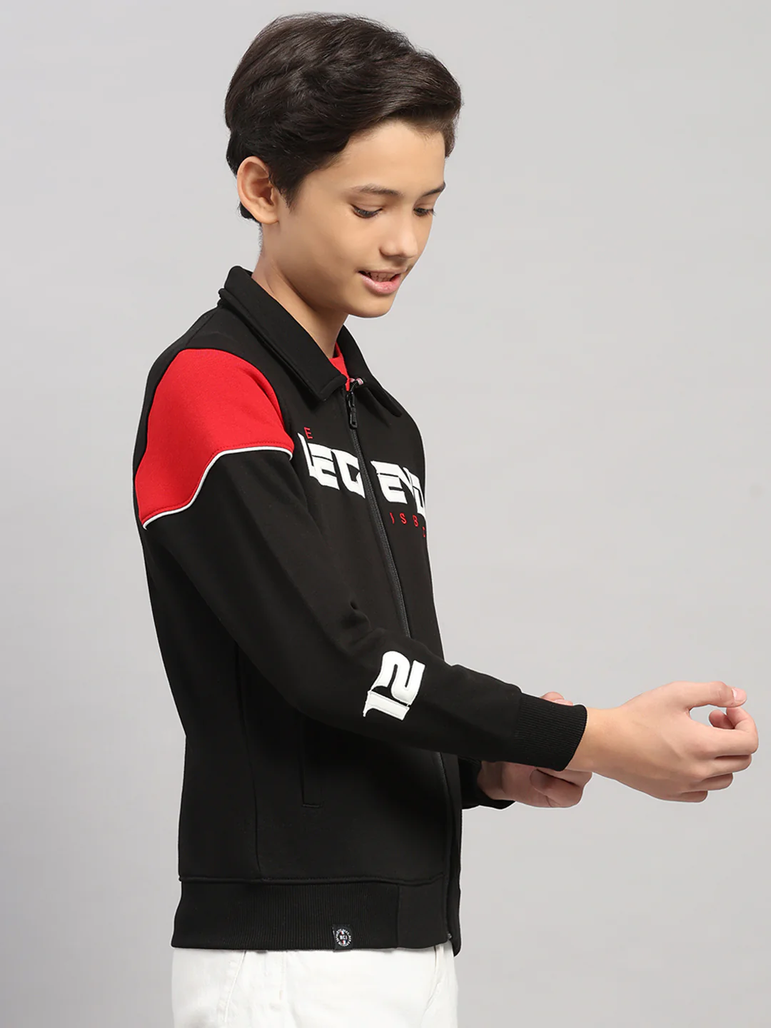 Boys Black Embroidered Collar Full Sleeve Shacket - Image 4