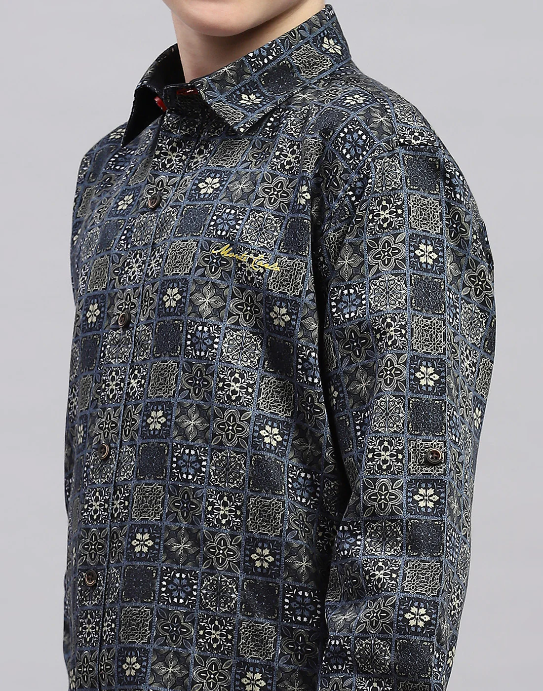 Boys Black Printed Collar Full Sleeve Shirt - Image 6