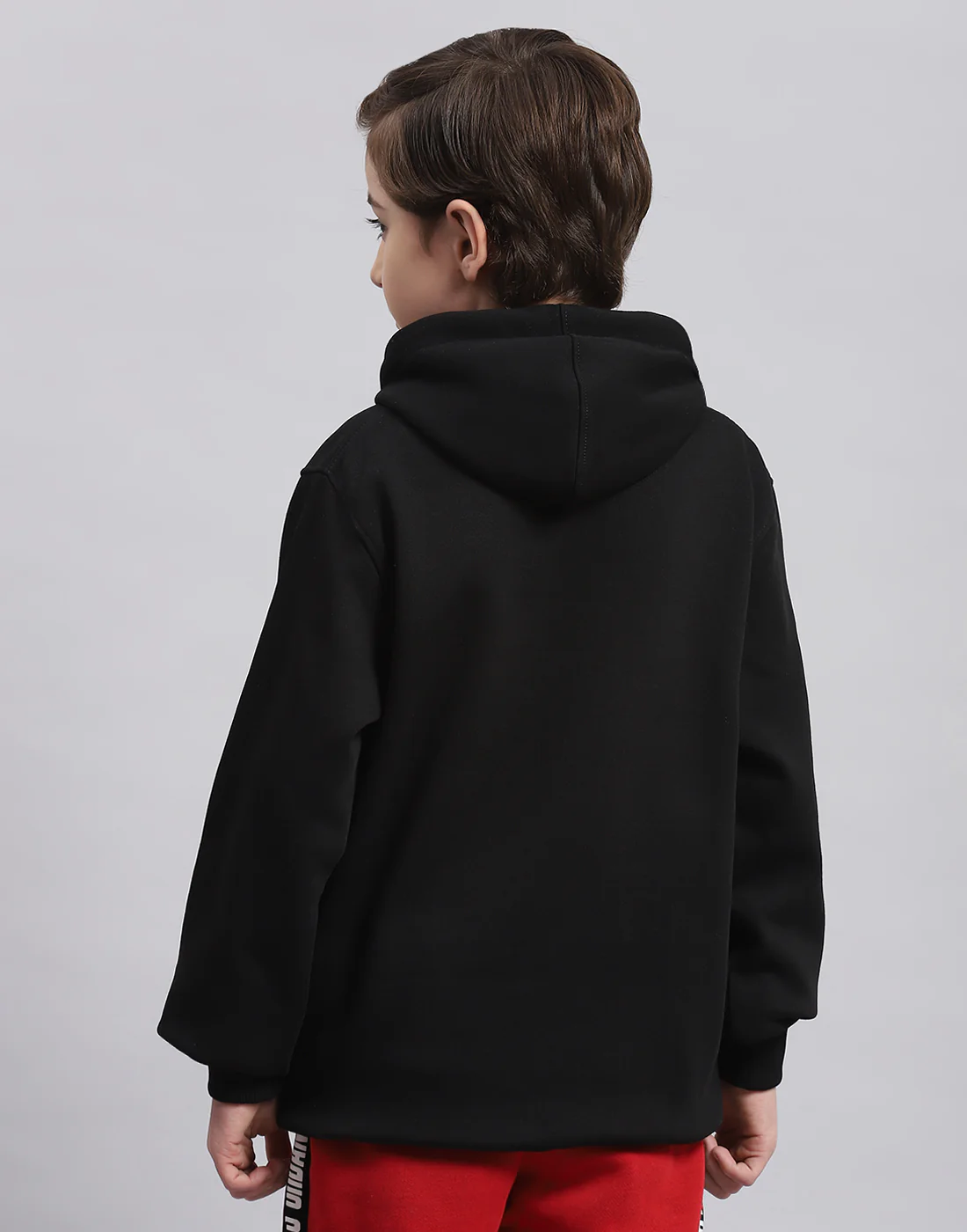 Boys Black Printed Hooded Full Sleeve Sweatshirt - Image 5