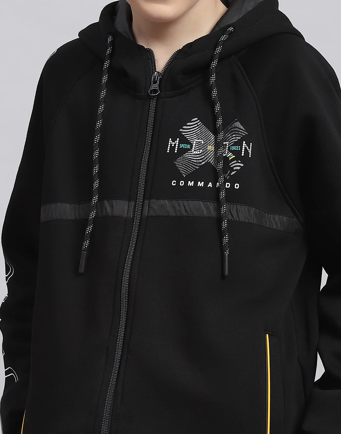 Boys Black Printed Hooded Full Sleeve Sweatshirt - Image 6