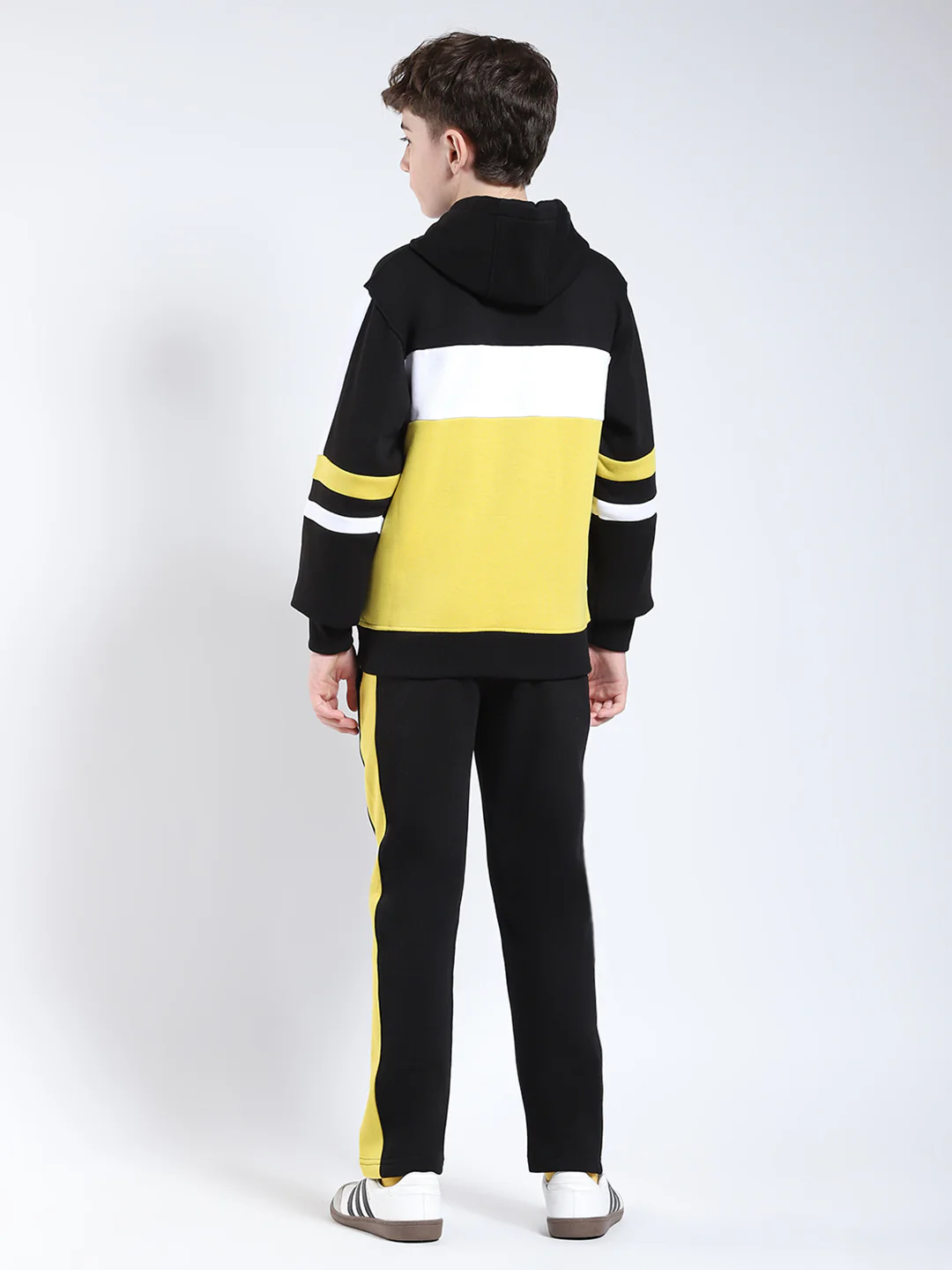 Boys Black Printed Hooded Full Sleeve Winter Tracksuit - Image 5