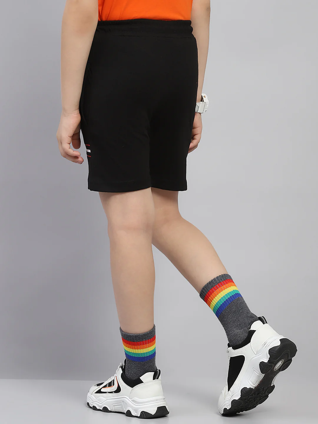 Boys Black Printed Regular Fit Bermuda - Image 5
