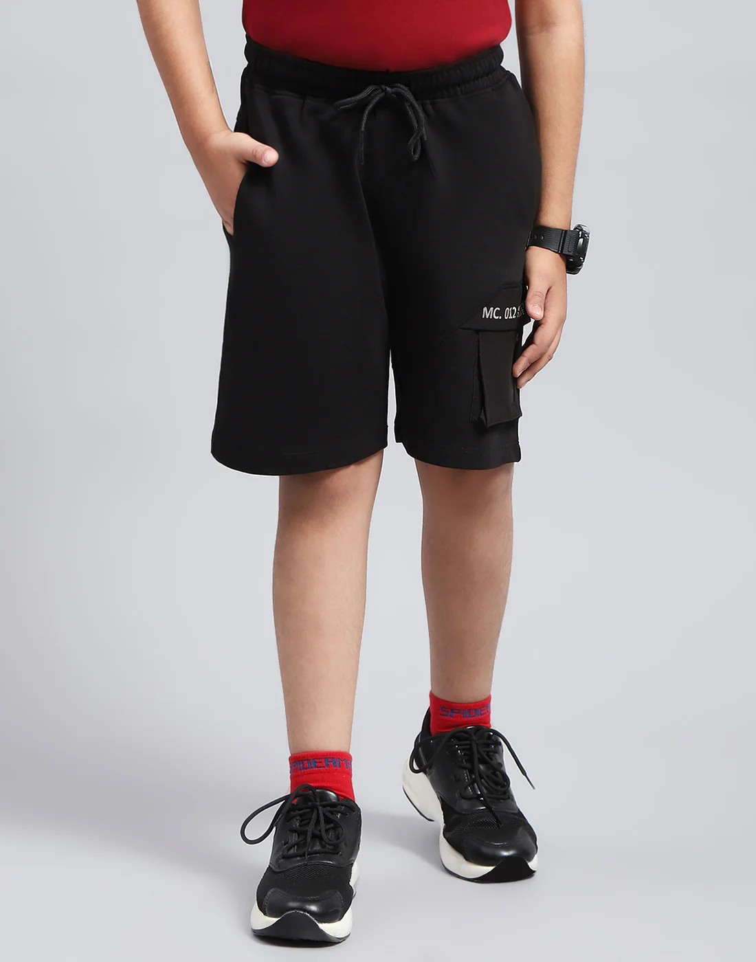 Boys Black Printed Regular Fit Bermuda - Image 3