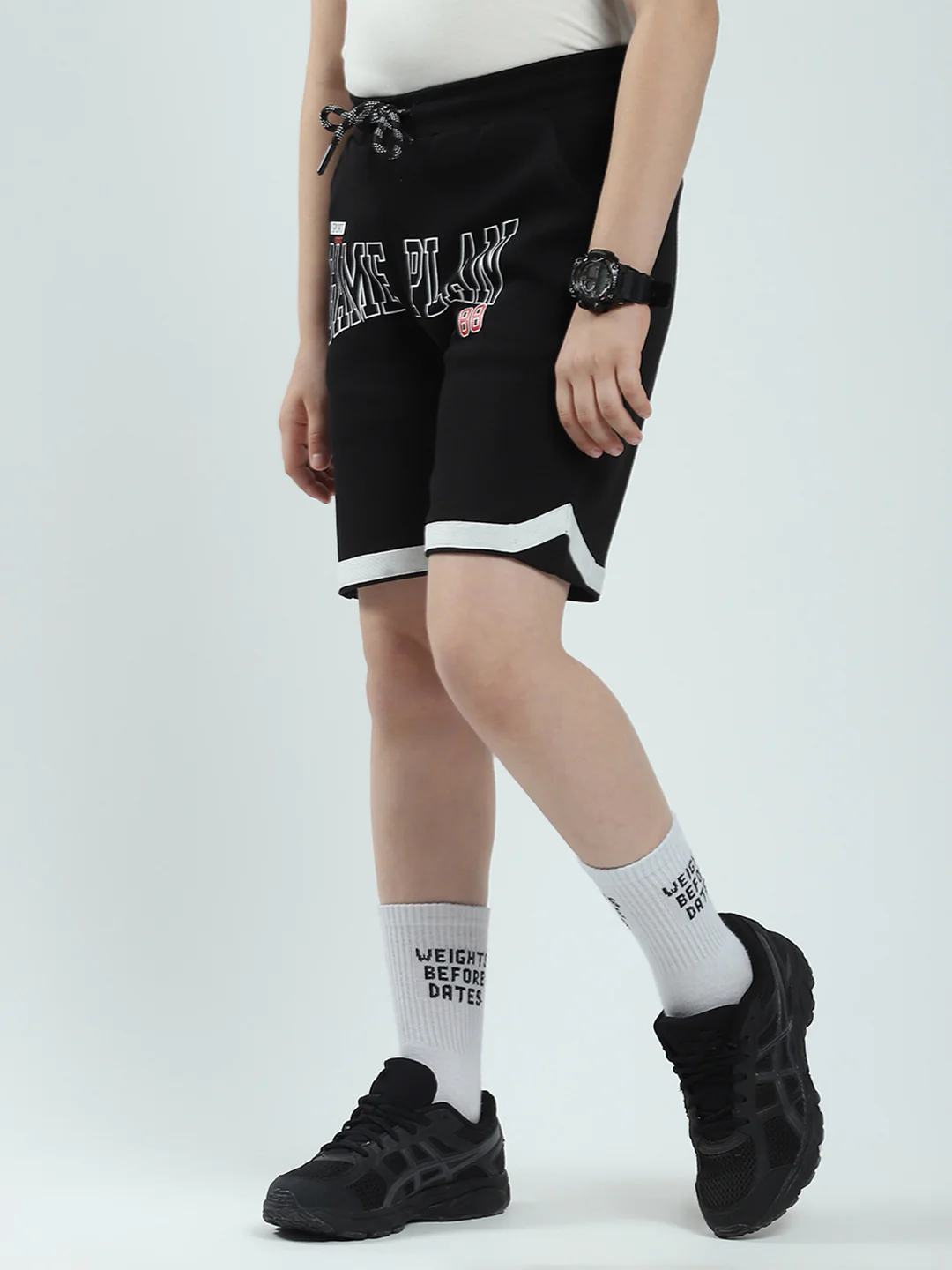 Boys Black Printed Regular Fit Bermuda - Image 3