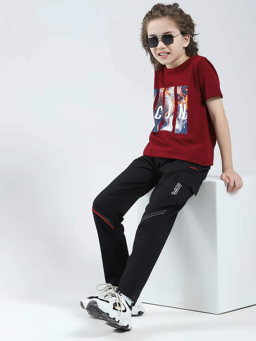 Boys Black Printed Regular Fit Lower - Image 2