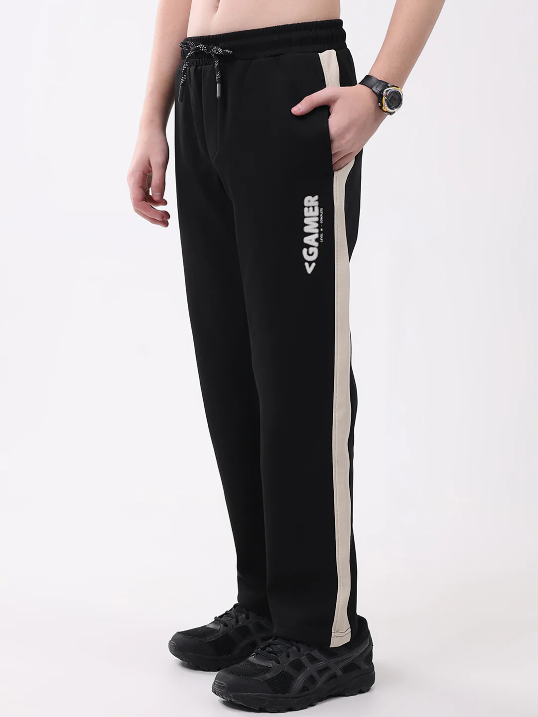 Boys Black Printed Regular Fit Lower - Image 3