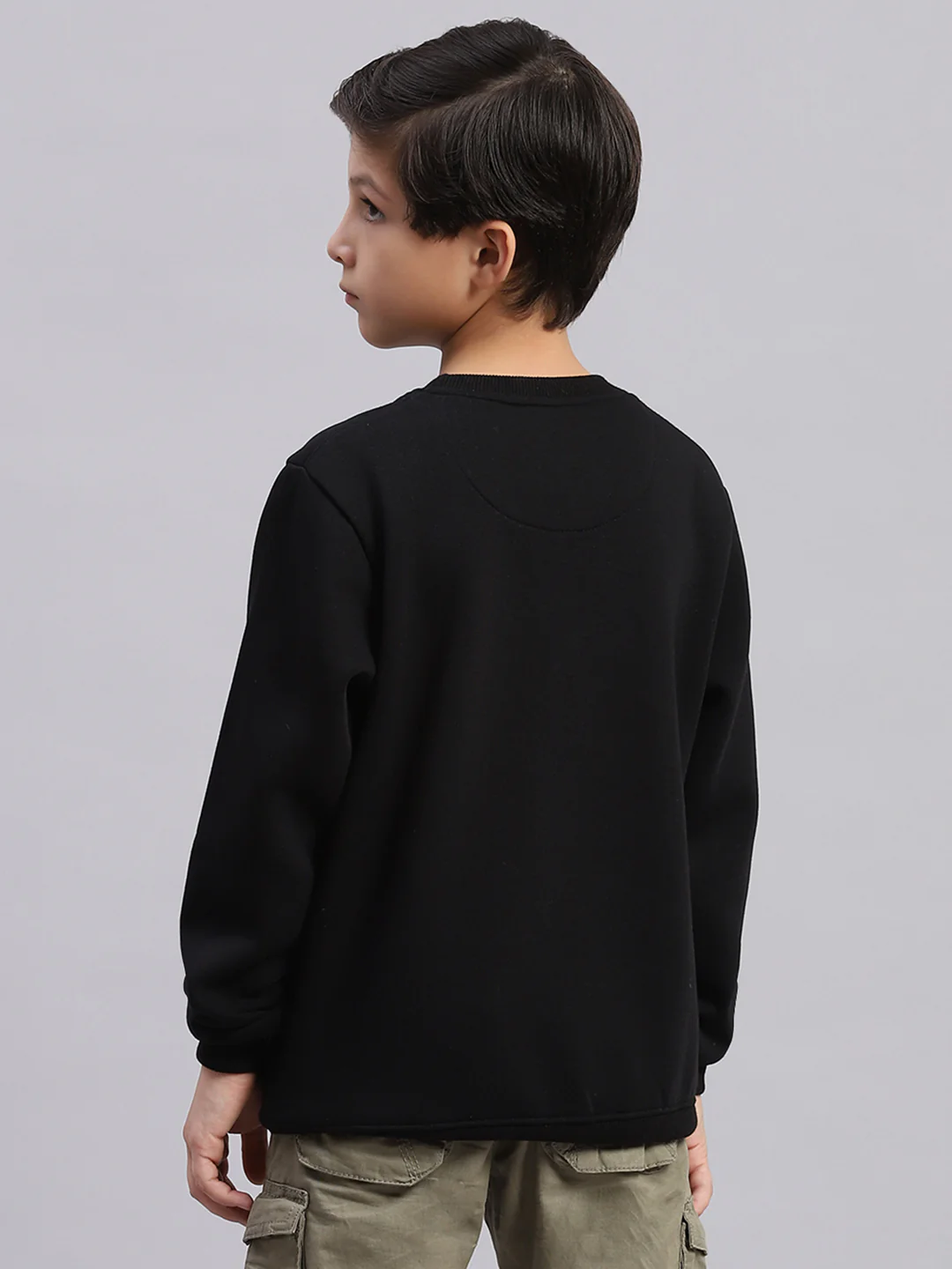 Boys Black Printed Round Neck Full Sleeve Sweatshirt - Image 5