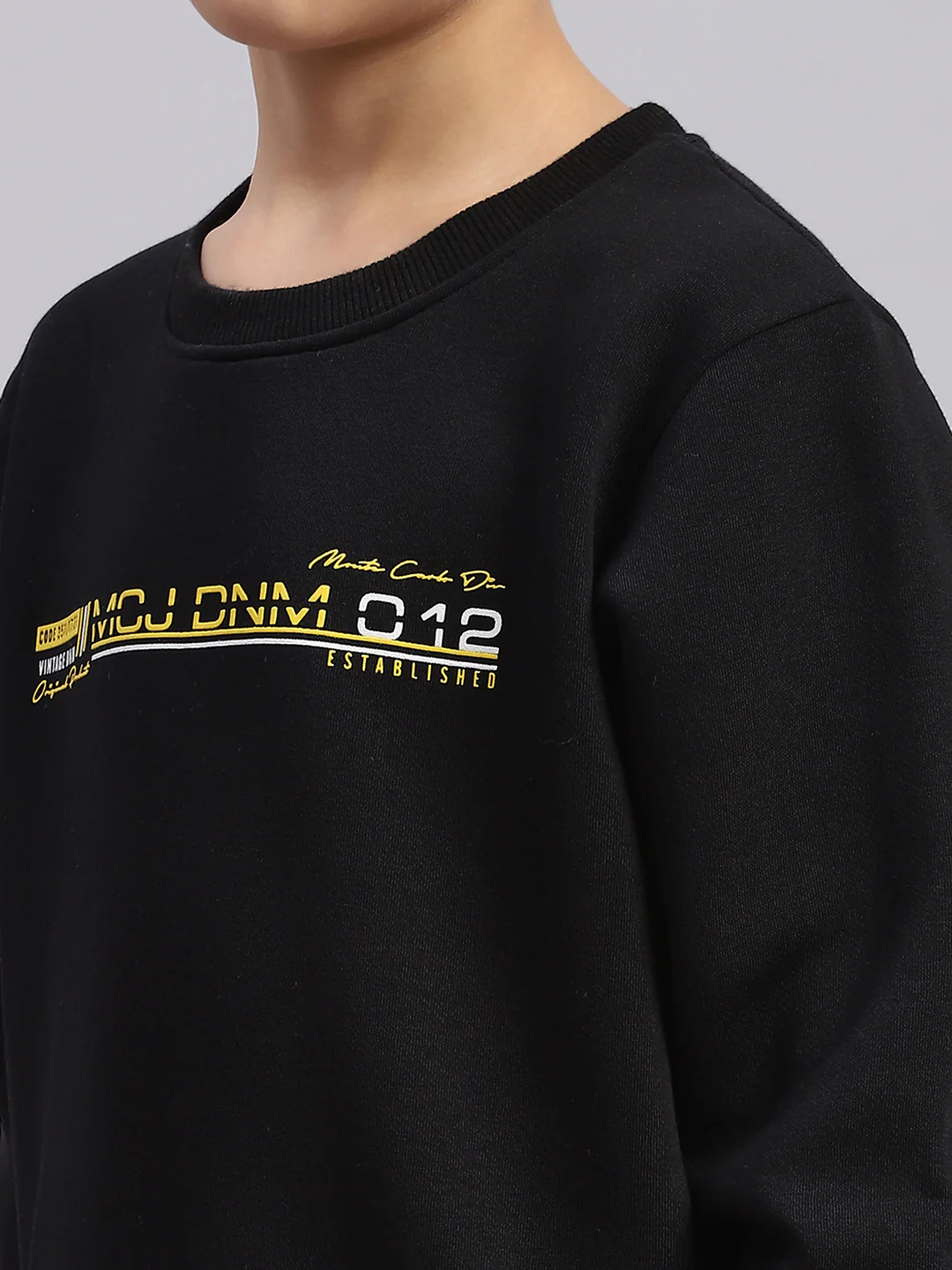 Boys Black Printed Round Neck Full Sleeve Sweatshirt - Image 6