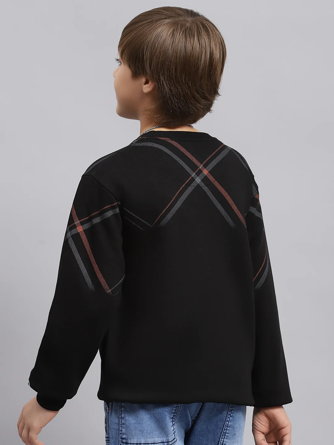 Boys Black Printed Round Neck Full Sleeve Sweatshirt - Image 5