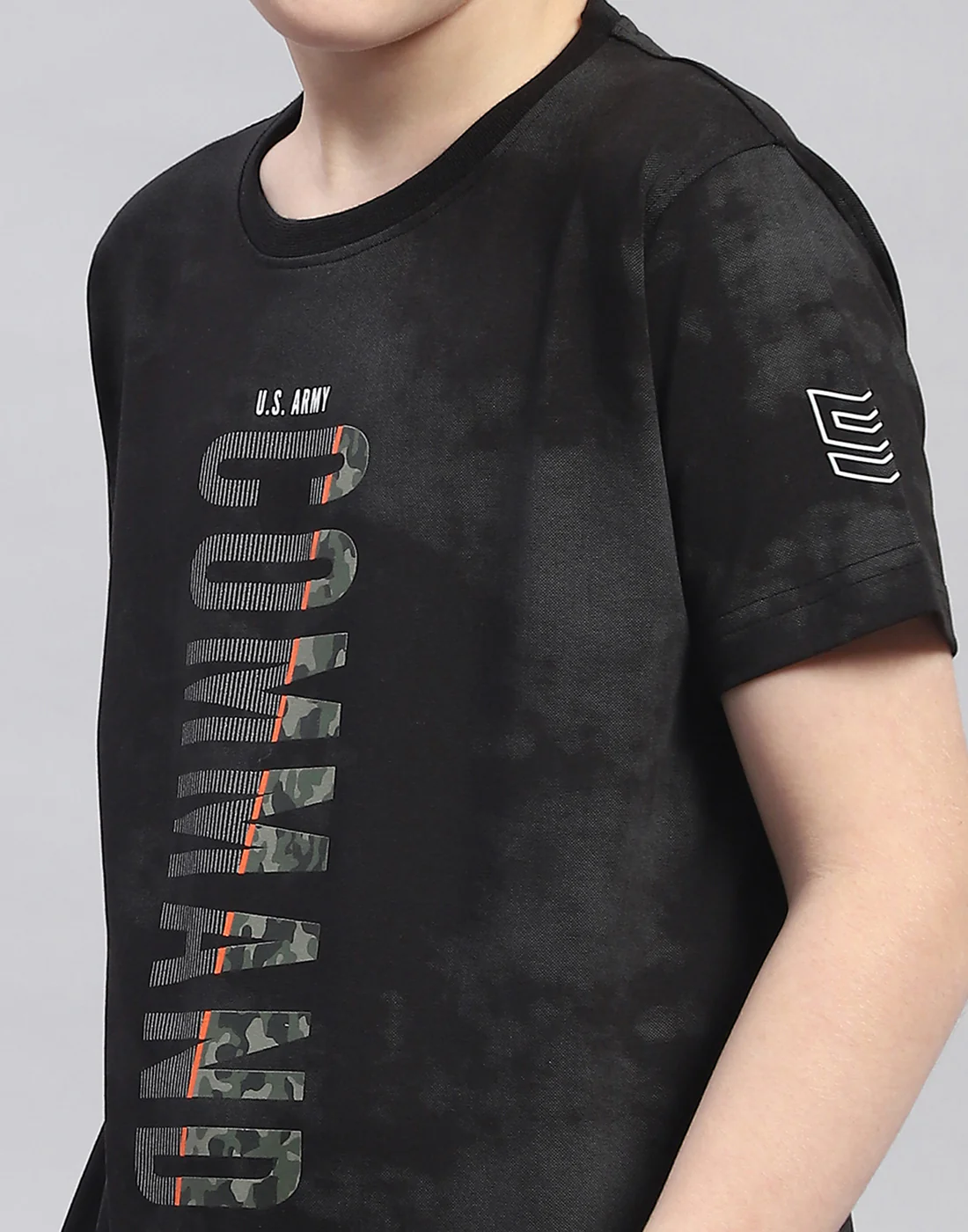 Boys Black Printed Round Neck Half Sleeve T-Shirt - Image 7