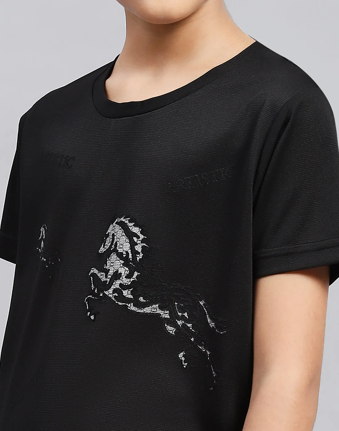 Boys Black Printed Round Neck Half Sleeve T-Shirt - Image 6