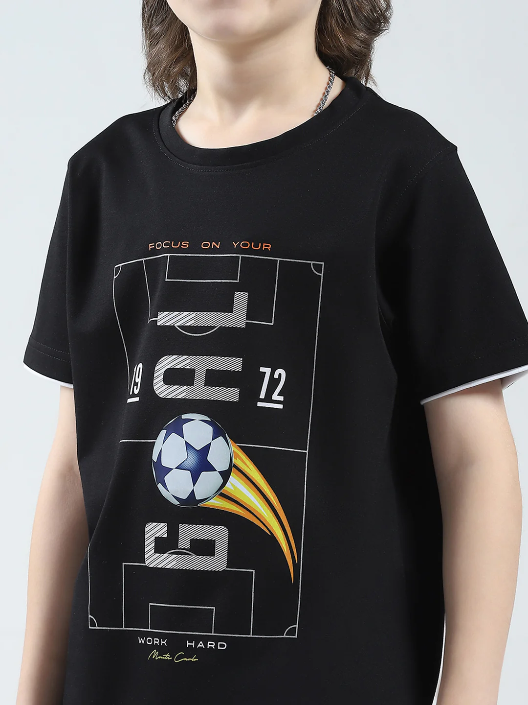 Boys Black Printed Round Neck Half Sleeve T-Shirt - Image 6