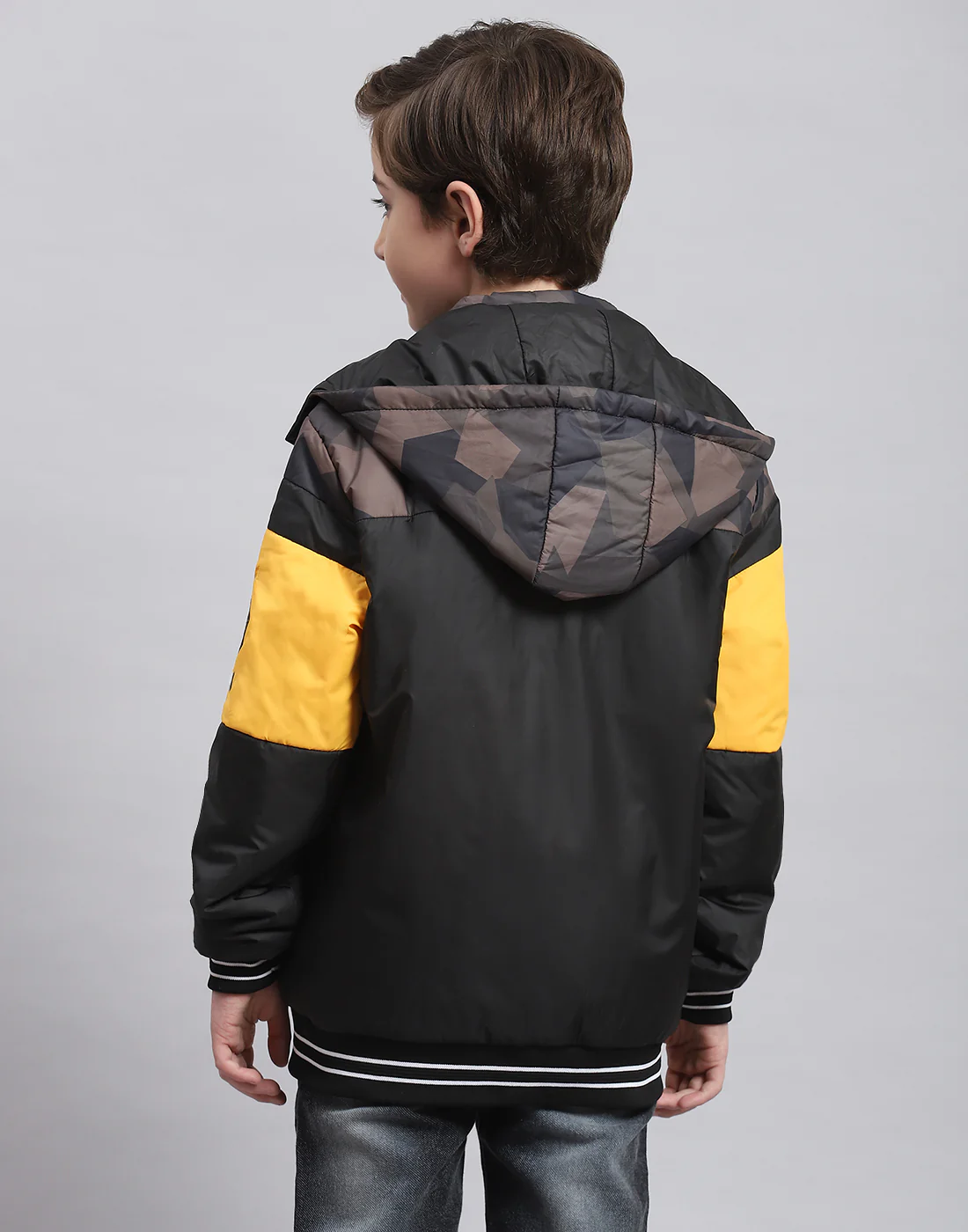 Boys Black Solid Hooded Full Sleeve Boys Jacket - Image 5