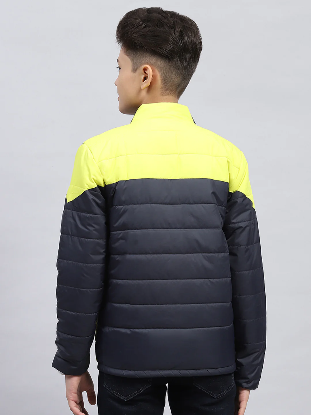 Boys Black Solid Mock Neck Full Sleeve Jacket - Image 5