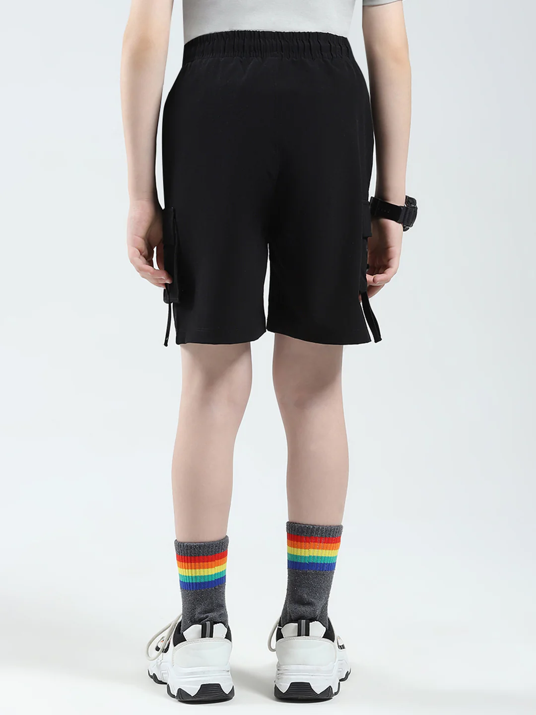 Boys Black Solid Regular Fit Bermuda - Image 5