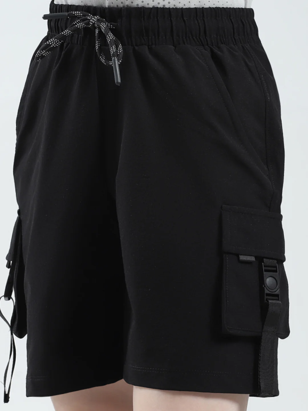 Boys Black Solid Regular Fit Bermuda - Image 6