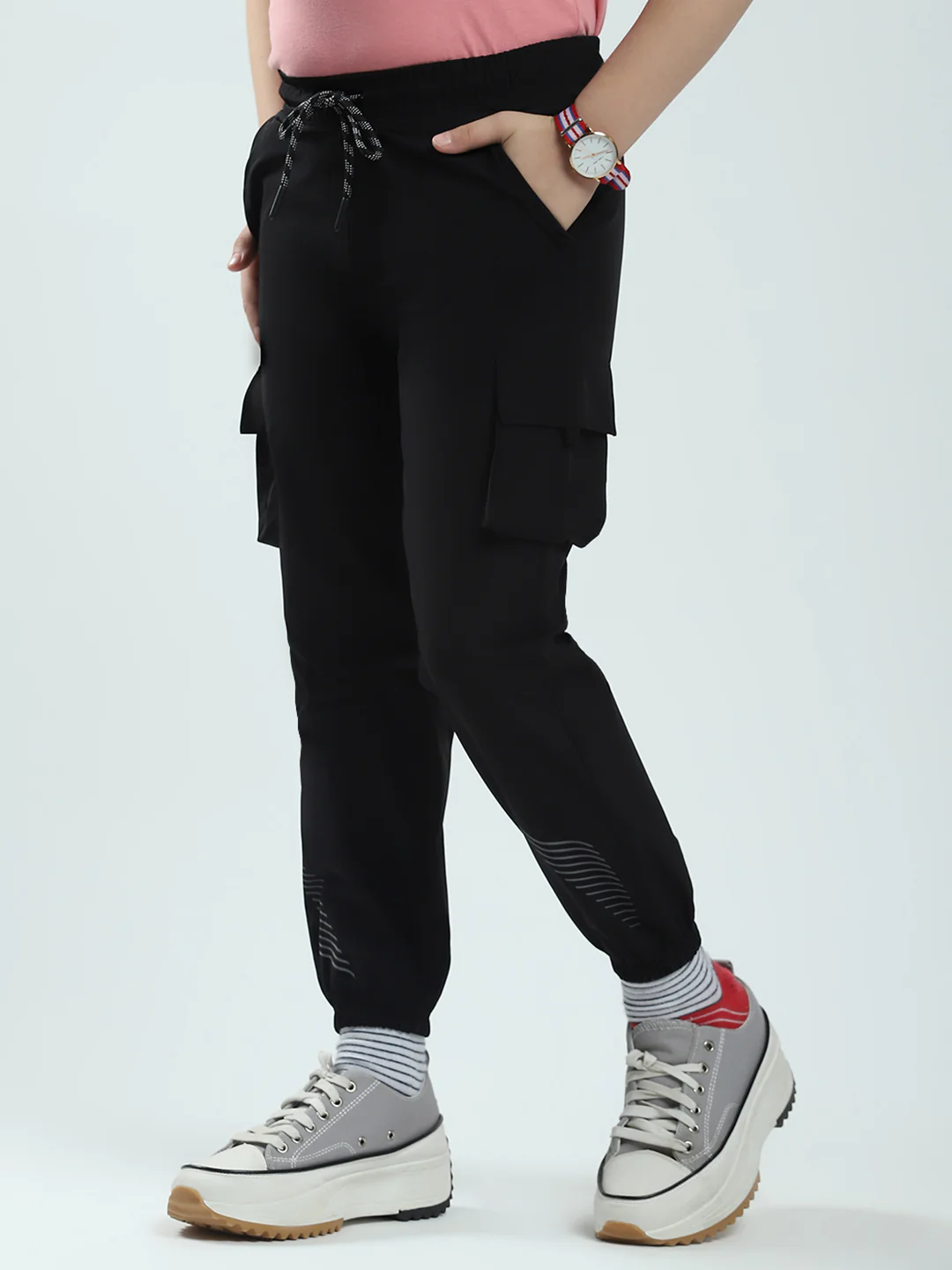 Boys Black Solid Regular Fit Lower - Image 3