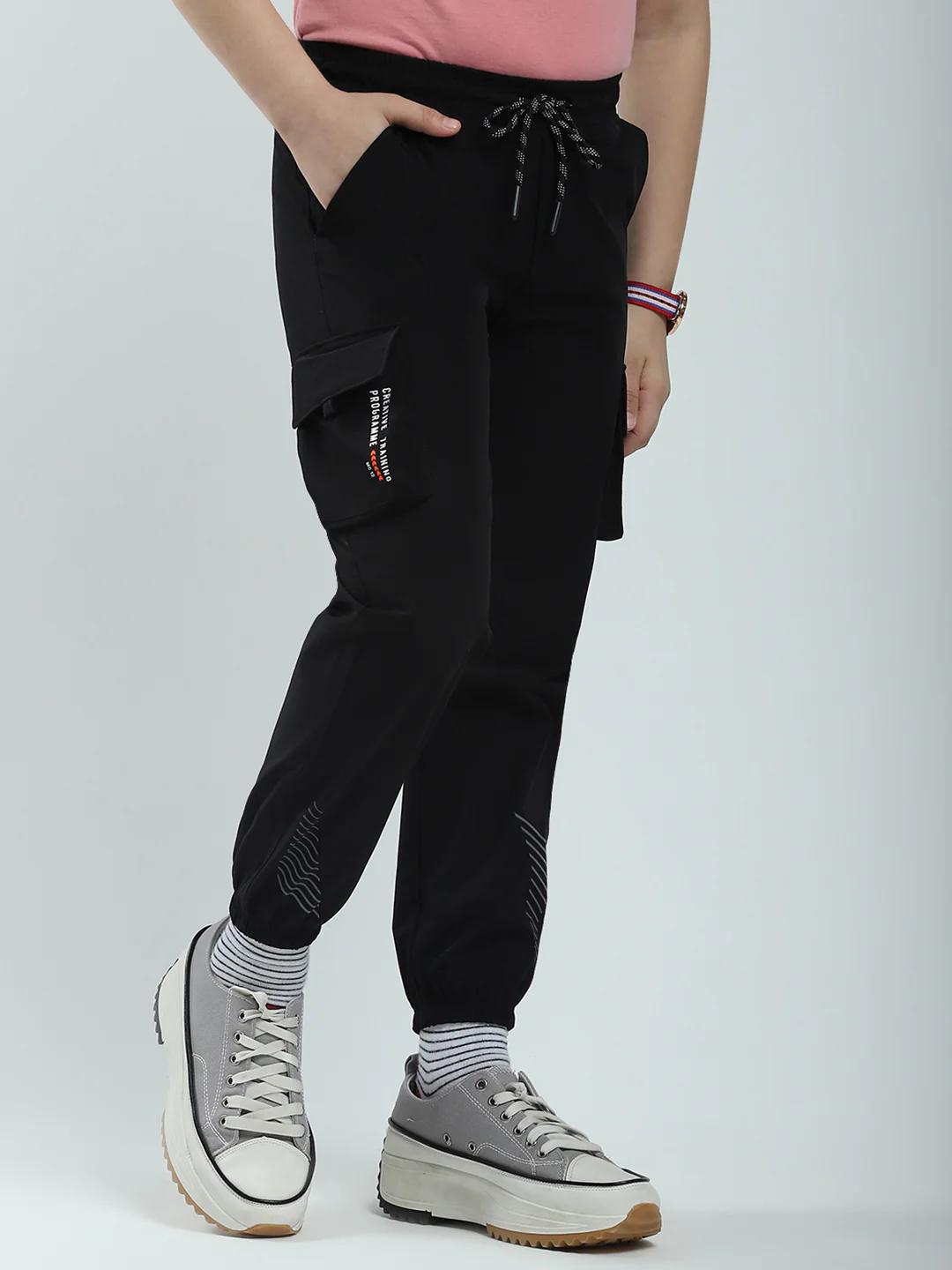 Boys Black Solid Regular Fit Lower - Image 4