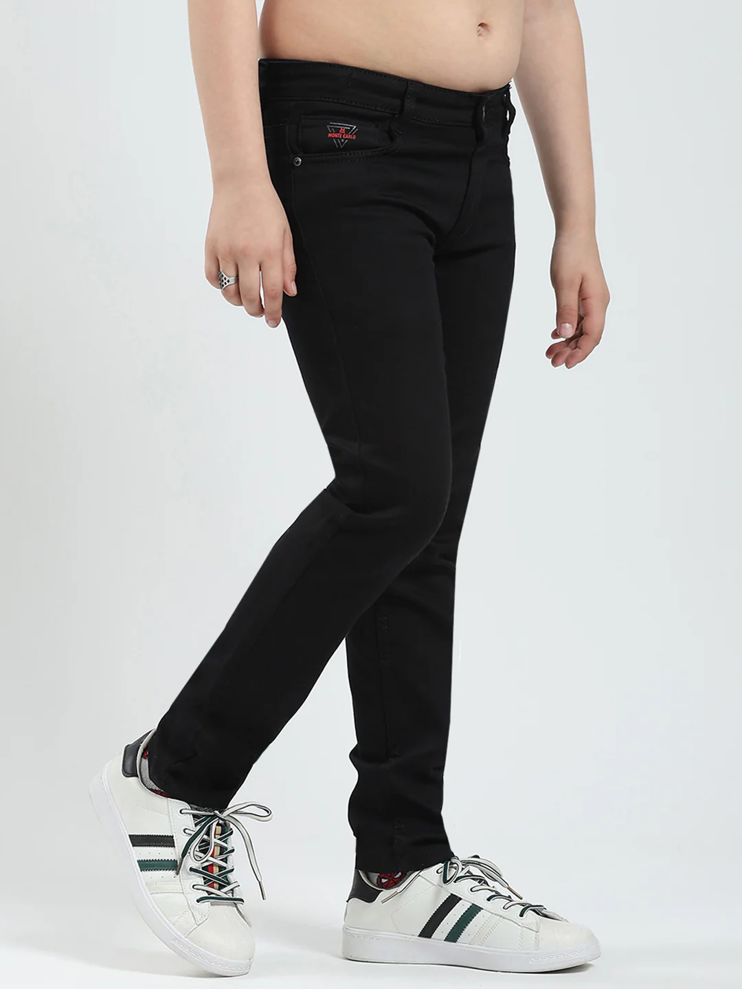 Boys Black Solid Slim Fit Denim - Image 3