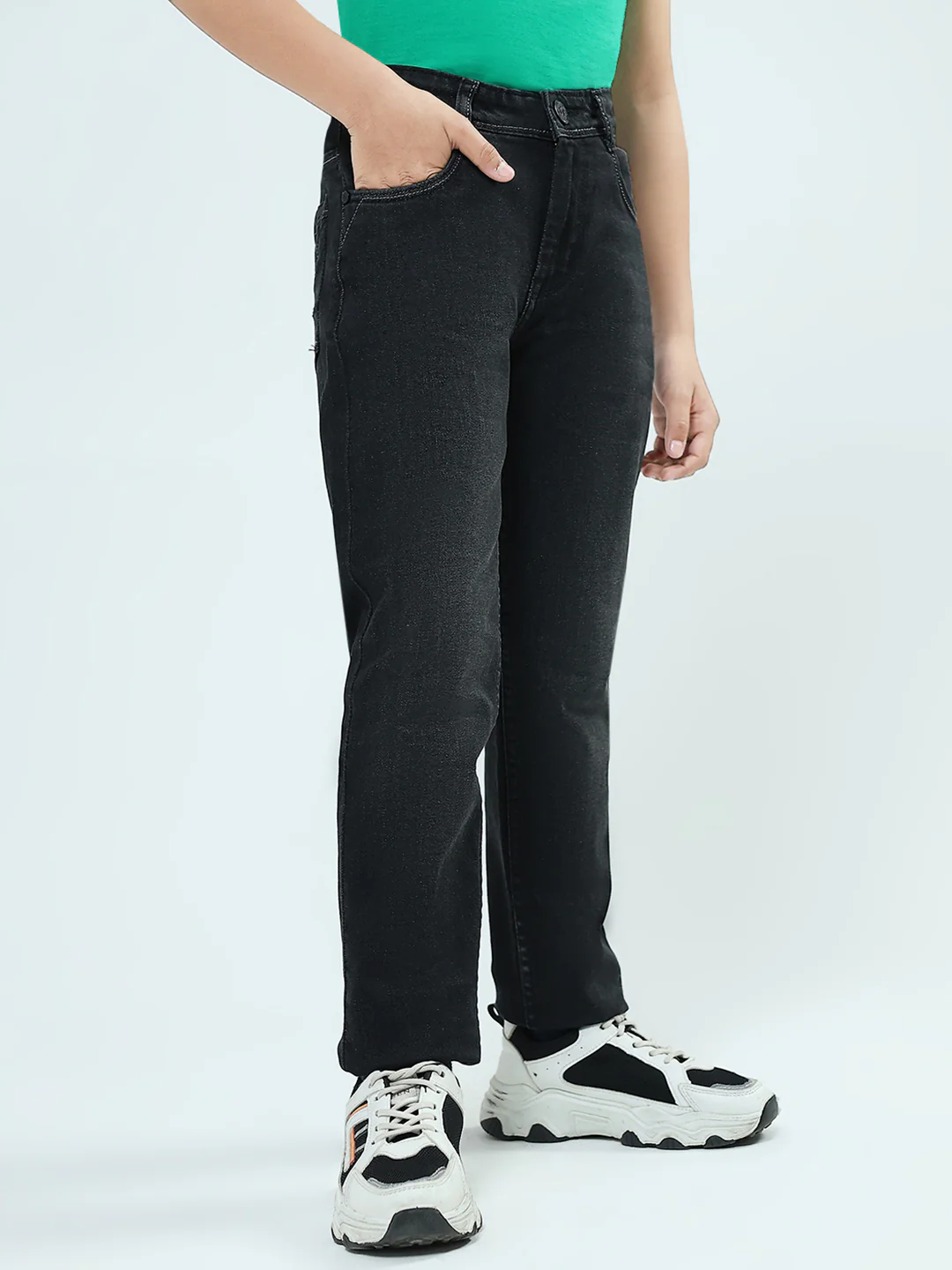 Boys Black Solid Slim Fit Denim - Image 4