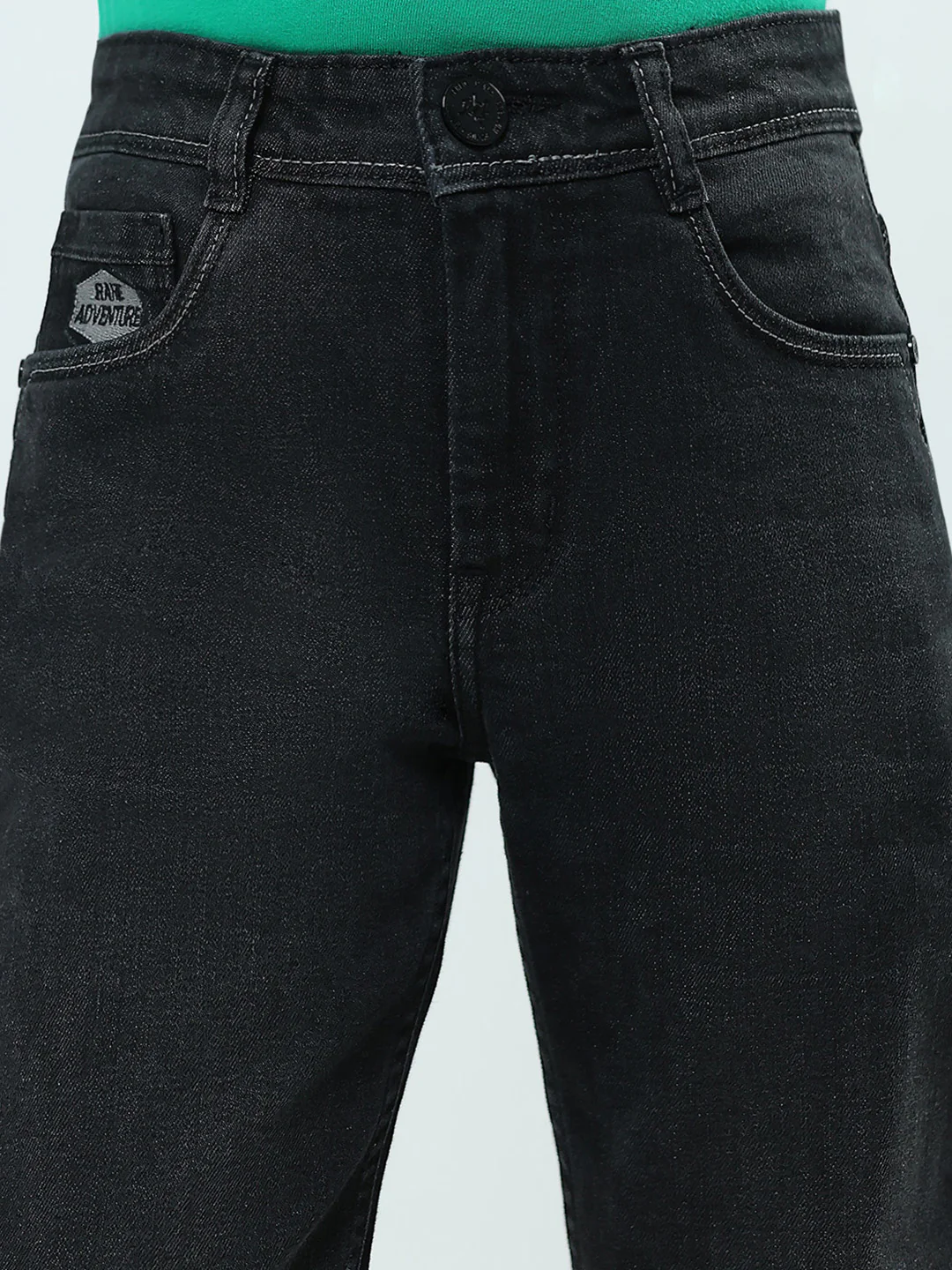 Boys Black Solid Slim Fit Denim - Image 6