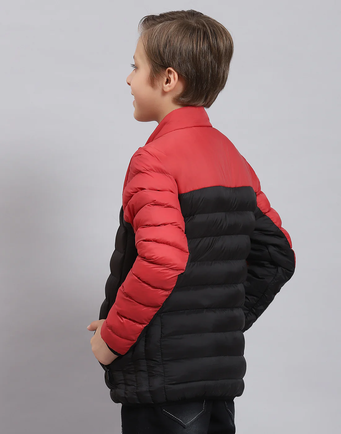Boys Black Solid Stand Collar Full Sleeve Boys Jacket - Image 5