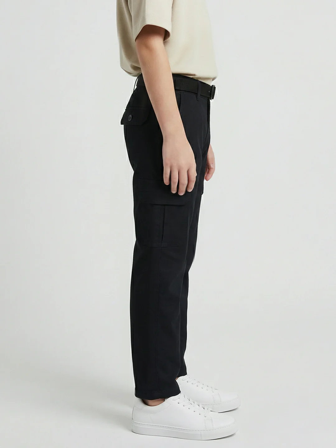 Boys Black Solid Straight Fit Jogger - Image 3