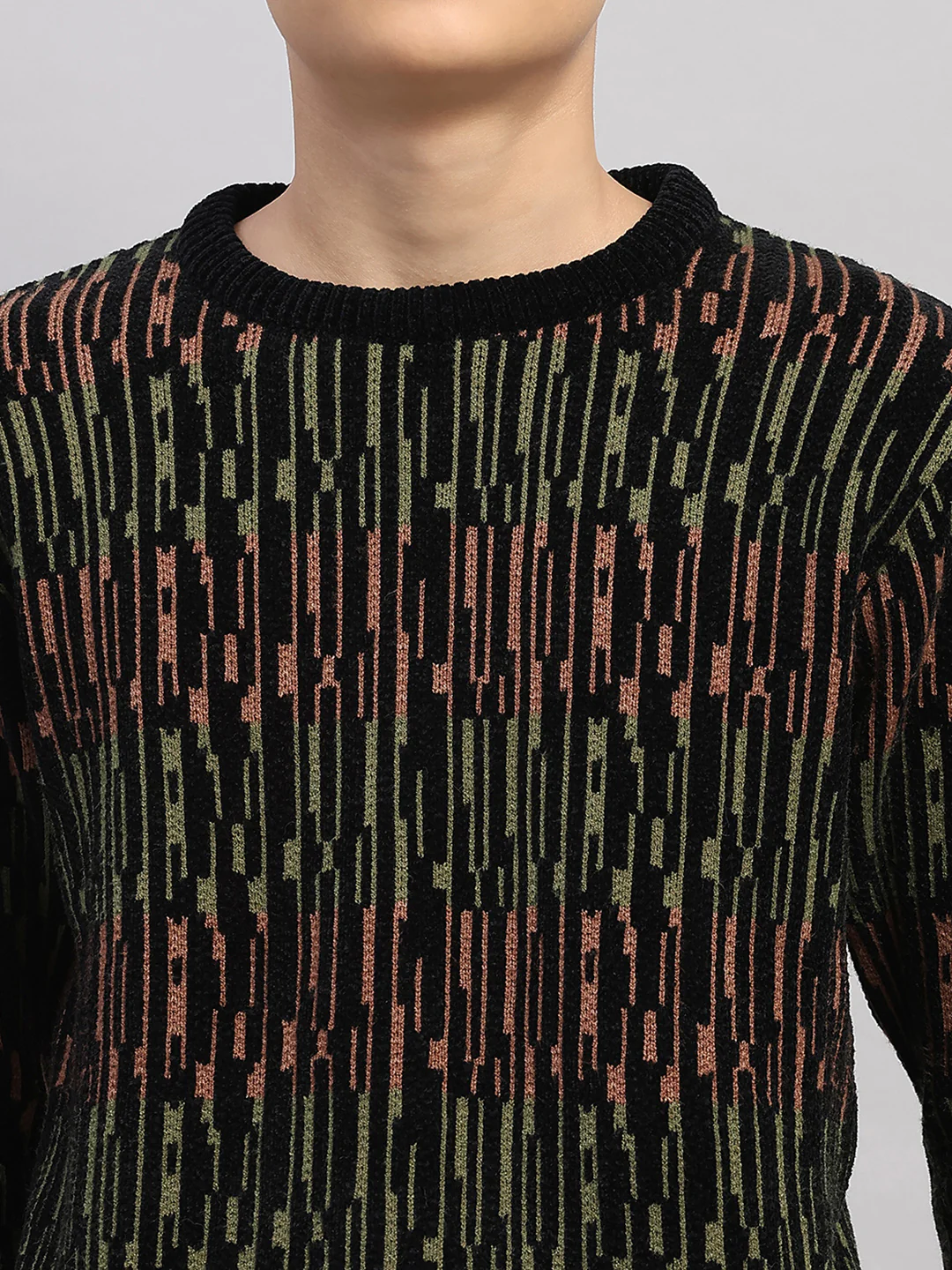 Boys Black Stripe Round Neck Full Sleeve Pullover - Image 6