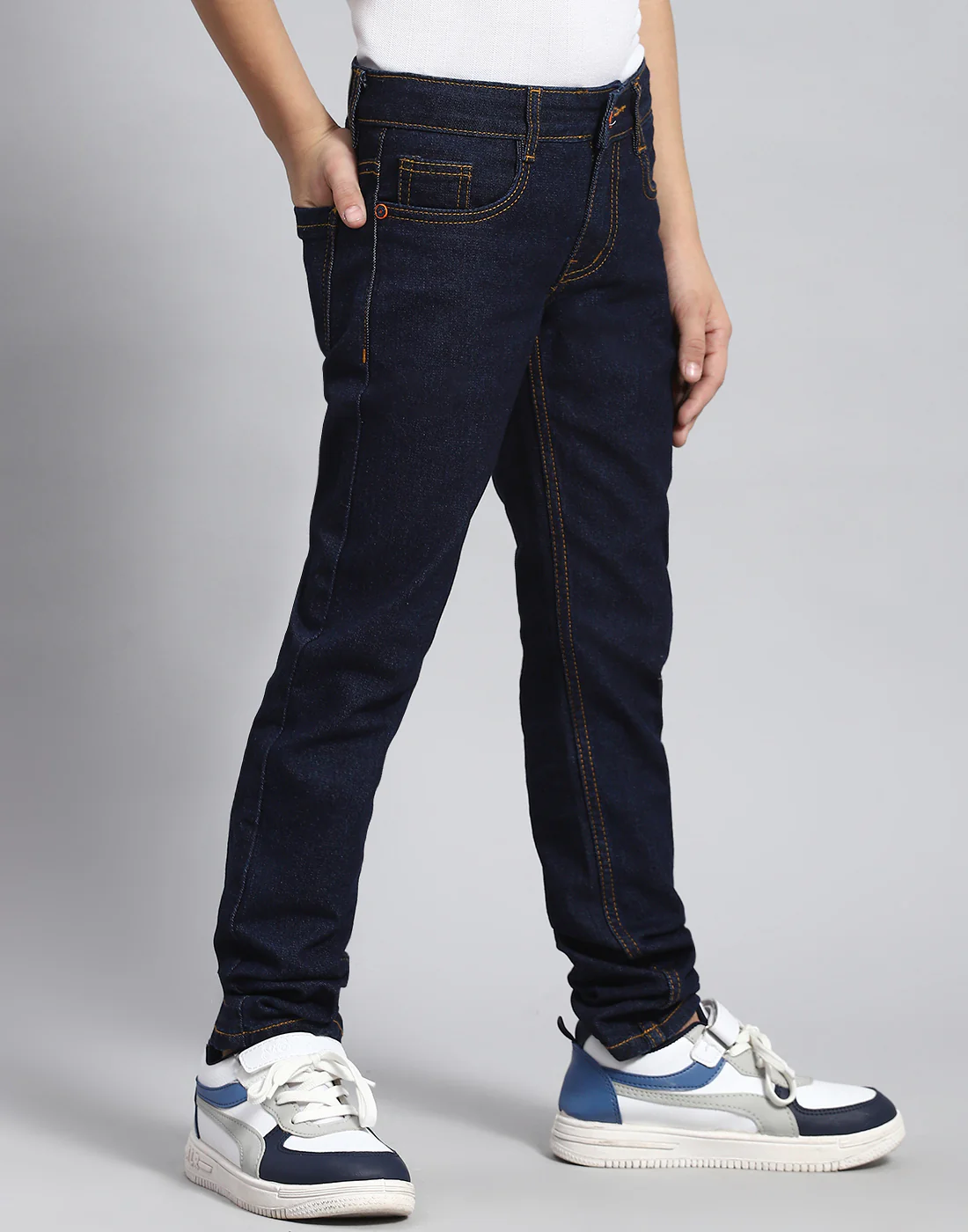 Boys Blue Light Wash Slim Fit Denim - Image 4