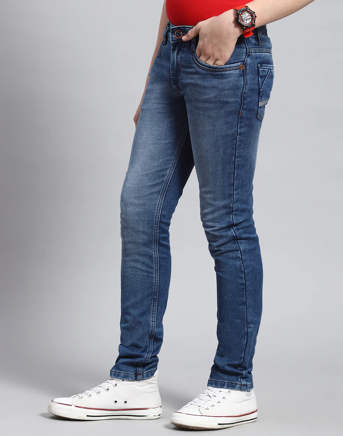 Boys Blue Light Wash Slim Fit Denim - Image 3