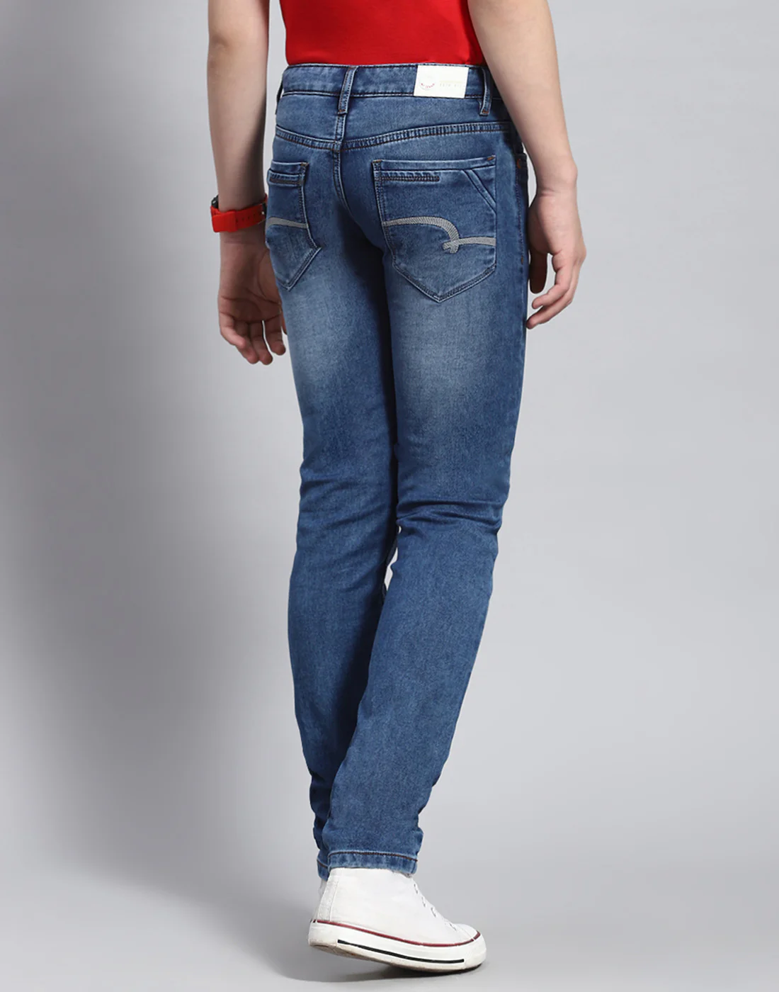 Boys Blue Light Wash Slim Fit Denim - Image 5