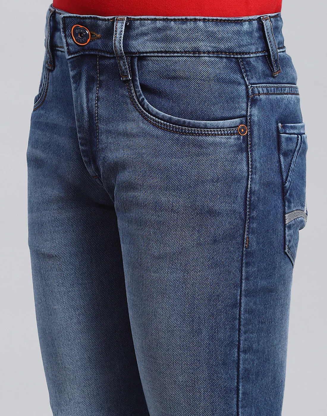 Boys Blue Light Wash Slim Fit Denim - Image 6