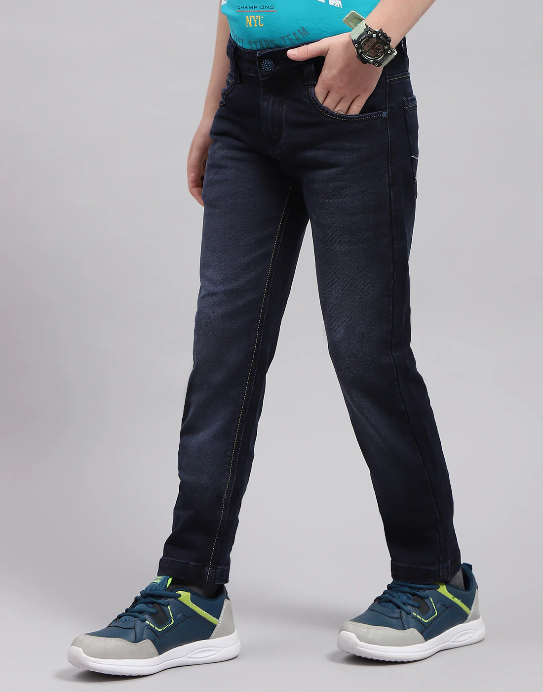 Boys Blue Light Wash Slim Fit Denim - Image 3
