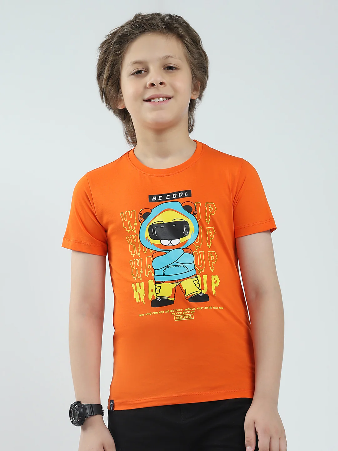 Boys Blue & Orange Printed Round Neck Half Sleeve T-Shirt (Pack of 2) - Image 3