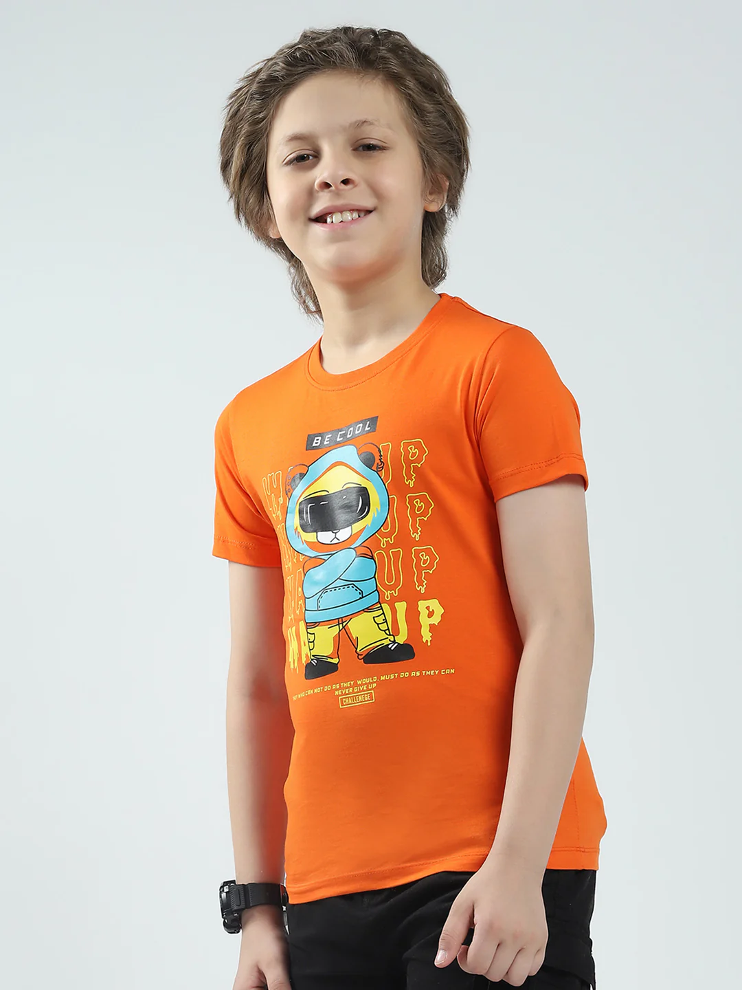 Boys Blue & Orange Printed Round Neck Half Sleeve T-Shirt (Pack of 2) - Image 4