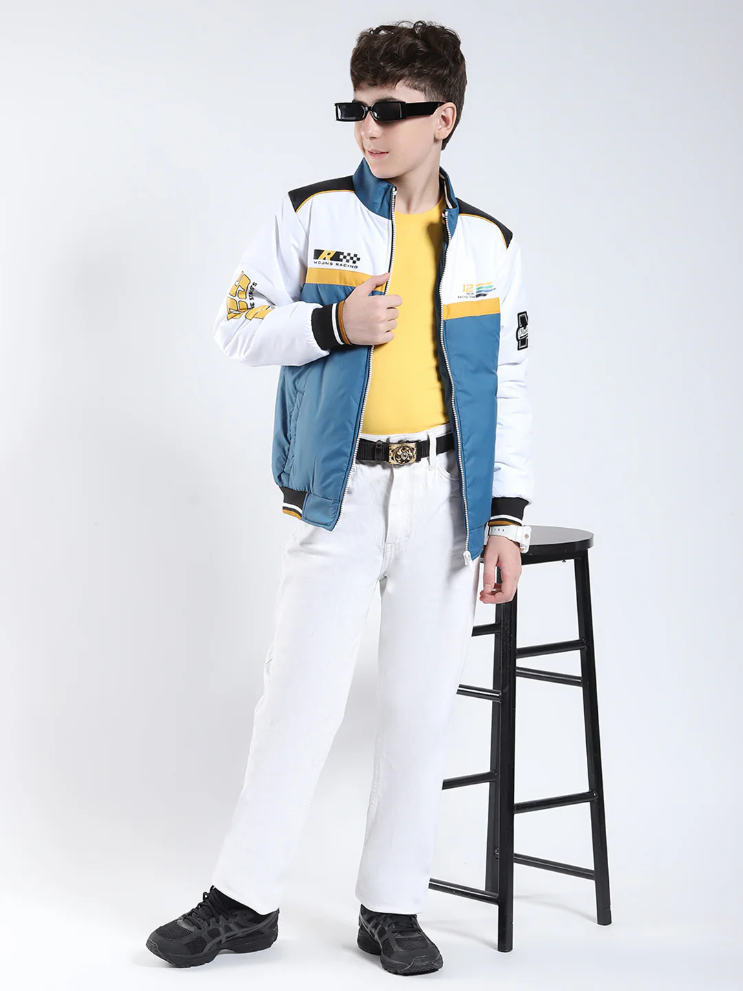Boys Blue Printed Collar Full Sleeve Boys Jacket - Image 2