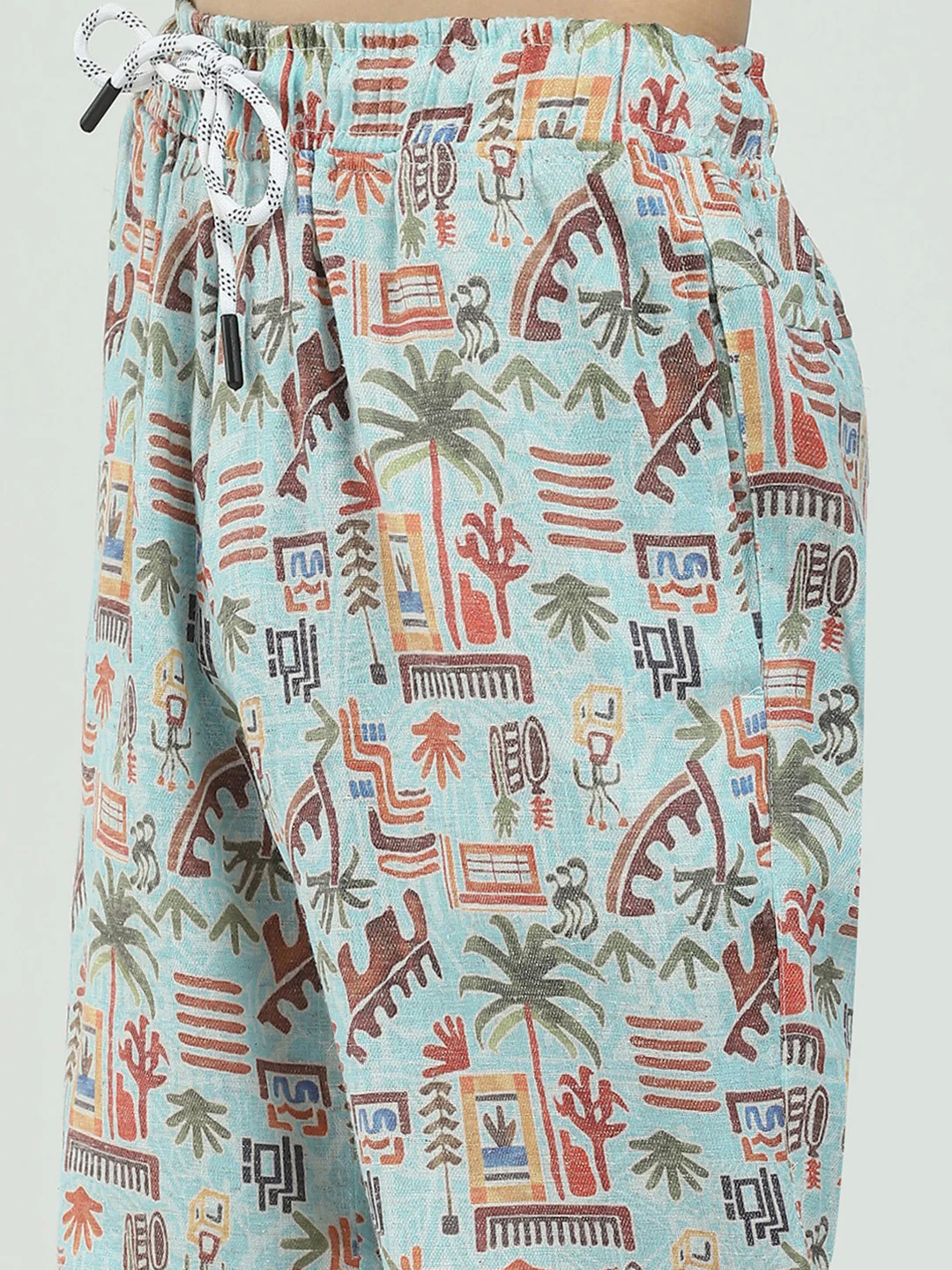 Boys Blue Printed Collar Half Sleeve Cords Set - Image 10