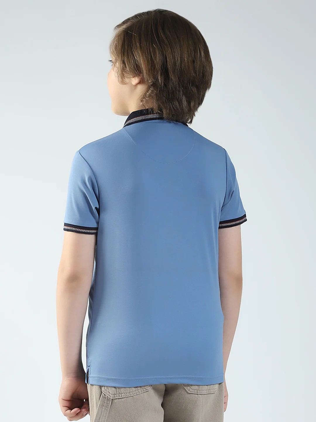 Boys Blue Printed Collar Half Sleeve T-Shirt - Image 5