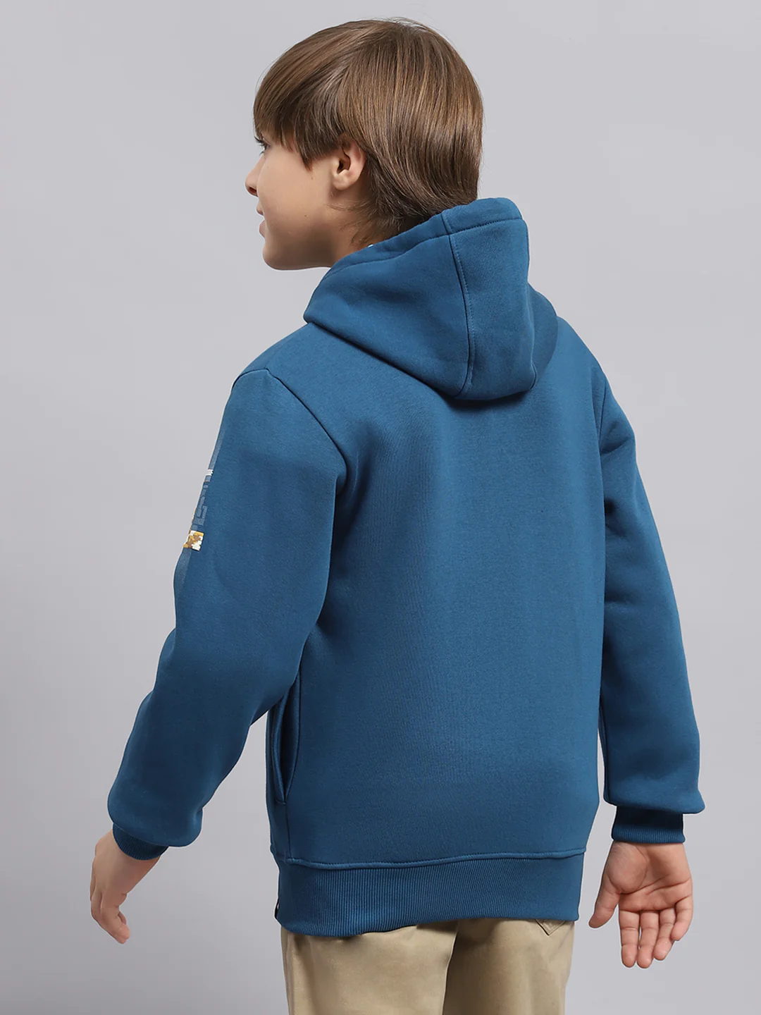 Boys Blue Printed Hooded Full Sleeve Sweatshirt - Image 5