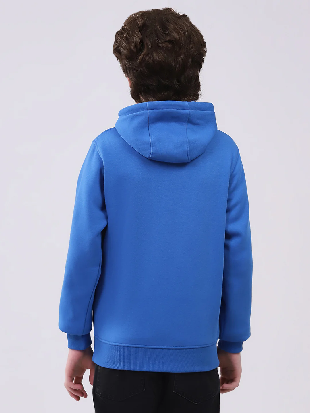 Boys Blue Printed Hooded Full Sleeve Sweatshirt - Image 5