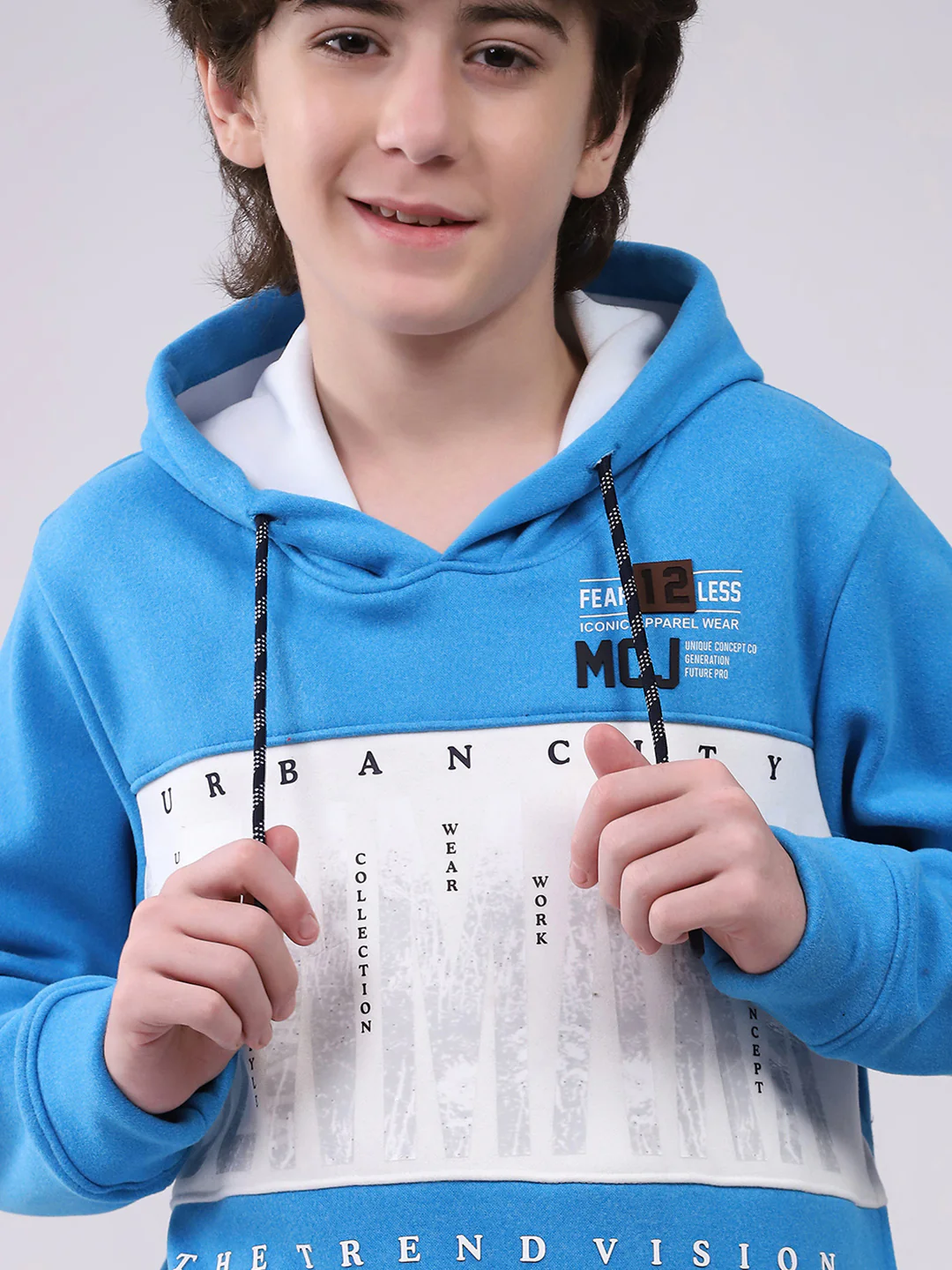 Boys Blue Printed Hooded Full Sleeve Sweatshirt - Image 7